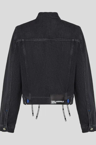 Rifľová bunda Karl Lagerfeld Jeans čierna farba, prechodná, A4W14012