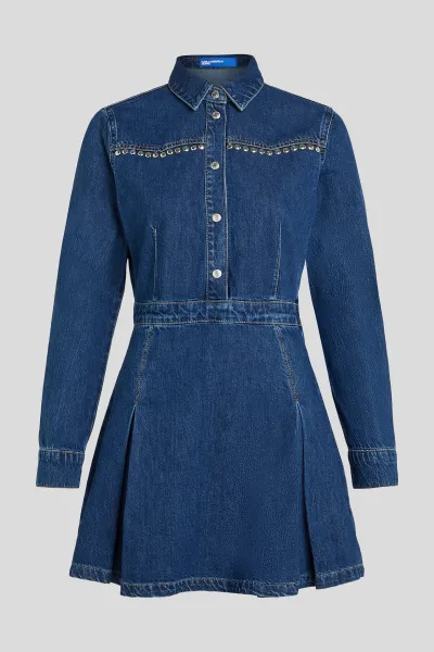 Rifľové šaty Karl Lagerfeld Jeans tmavomodrá farba, mini, áčkový strih, A4W13002