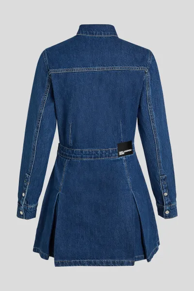 Rifľové šaty Karl Lagerfeld Jeans tmavomodrá farba, mini, áčkový strih, A4W13002