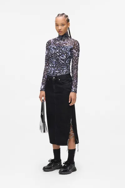 Sukňa Karl Lagerfeld Jeans Klj Tied Denim Midi Skirt Stone Washed Black