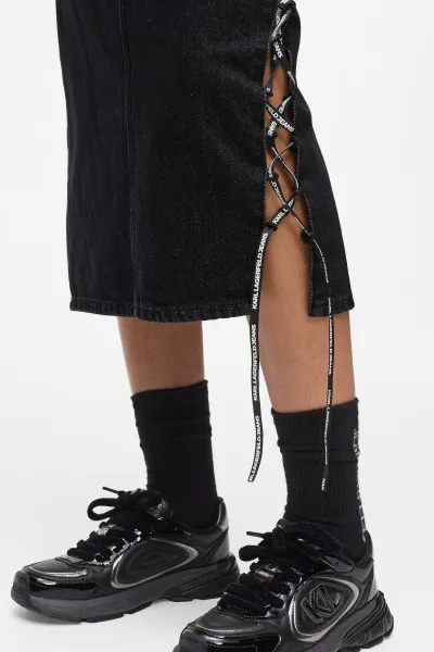 Sukňa Karl Lagerfeld Jeans Klj Tied Denim Midi Skirt Stone Washed Black