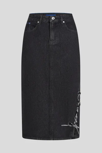 Sukňa Karl Lagerfeld Jeans Klj Tied Denim Midi Skirt Stone Washed Black