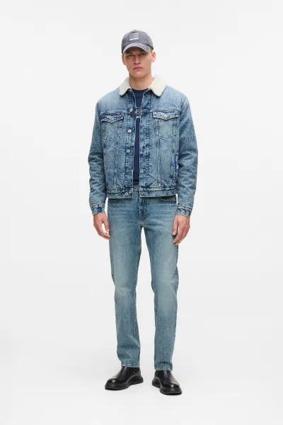 Bunda Karl Lagerfeld Jeans Klj Reg Shearling Denim Jacket Washed Mid Blue