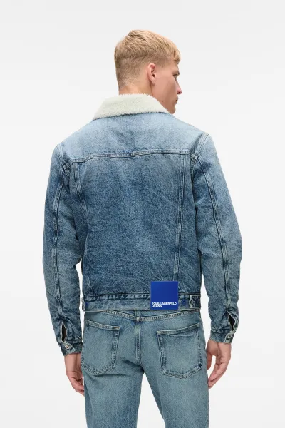 Bunda Karl Lagerfeld Jeans Klj Reg Shearling Denim Jacket Washed Mid Blue