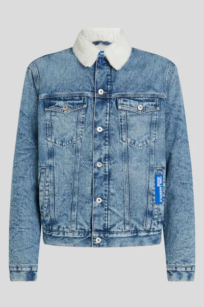 Bunda Karl Lagerfeld Jeans Klj Reg Shearling Denim Jacket Washed Mid Blue