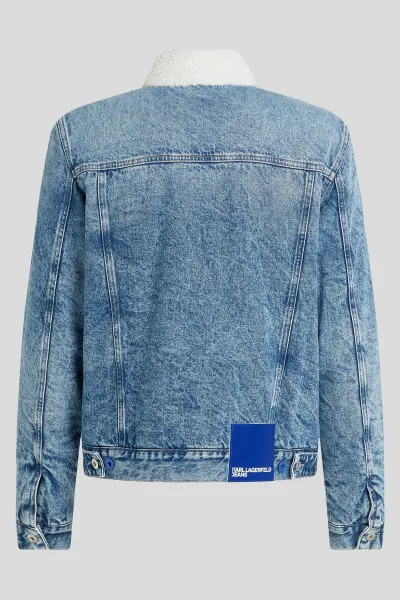 Bunda Karl Lagerfeld Jeans Klj Reg Shearling Denim Jacket Washed Mid Blue