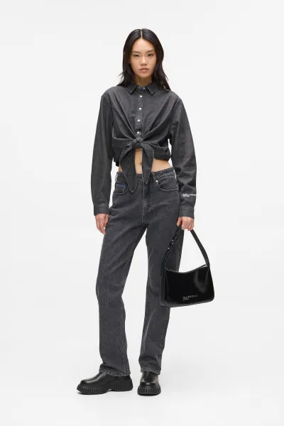 Blúzka Karl Lagerfeld Jeans Klj Denim Wrap Blouse Washed Black