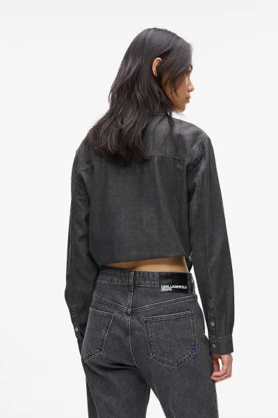Blúzka Karl Lagerfeld Jeans Klj Denim Wrap Blouse Washed Black