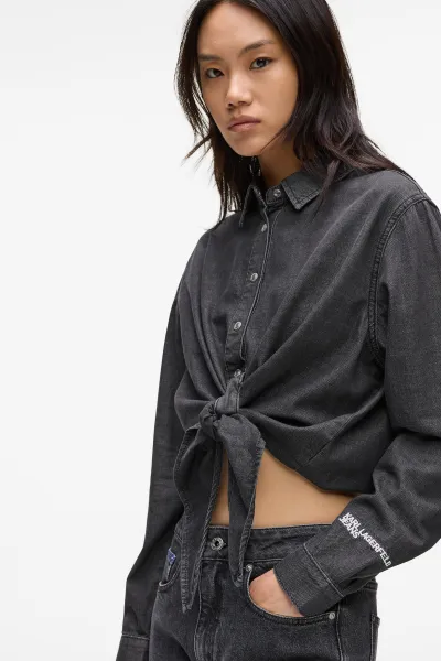 Blúzka Karl Lagerfeld Jeans Klj Denim Wrap Blouse Washed Black