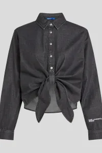 Rifľová košeľa Karl Lagerfeld Jeans šedá farba, voľný strih, s klasickým golierom, A4W11001