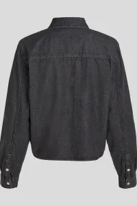 Rifľová košeľa Karl Lagerfeld Jeans šedá farba, voľný strih, s klasickým golierom, A4W11001