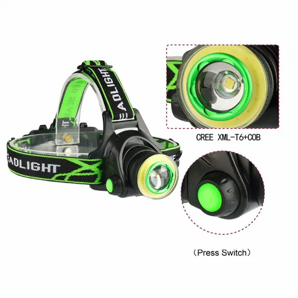 MG LC2 LED čelovka, čierna/zelená