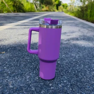 Livefy pohár so slamkou Happycup 1l, tmavo fialový