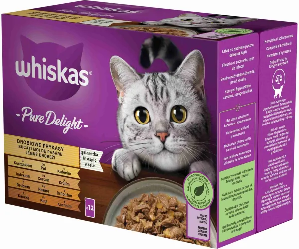 WHISKAS Kapsička Pure delight hydinový výber v želé 12pack