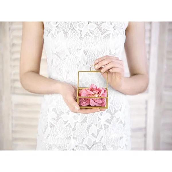 KRABIČKA NA Prstienky sklenená so zlatým rámom 9x5.5x4cm