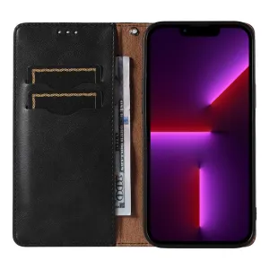 MG Magnet Strap knižkové kožené puzdro na iPhone 13 Pro Max, čierne