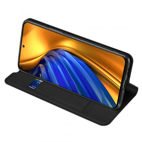 Dux Ducis Skin Pro knižkové kožené puzdro na Xiaomi Poco F4 5G, čierne
