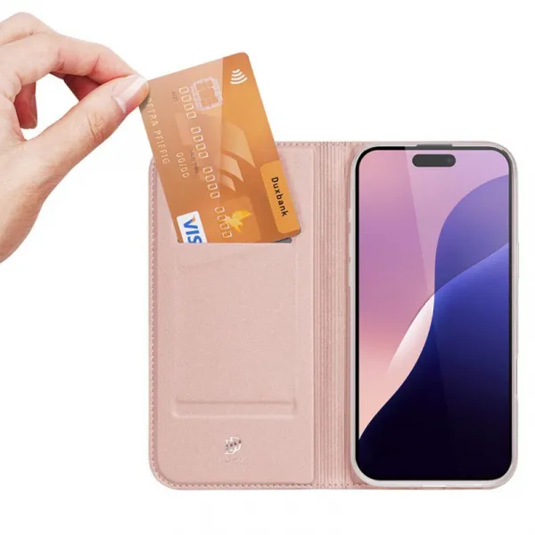 Dux Ducis Skin Pro knižkové puzdro na iPhone 16 Pro Max, ružové