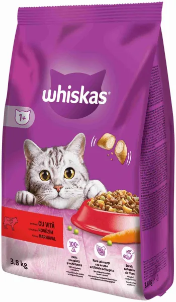WHISKAS Granule pre dospelé mačky s hovädzím mäsom