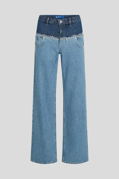Džínsy Karl Lagerfeld Jeans Klj Mr Relaxed Blocked Denim Mid Blue Blocked