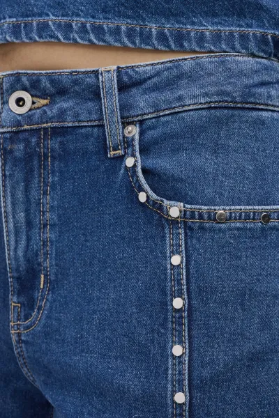 Džínsy Karl Lagerfeld Jeans Klj Mom Stud Denim Washed Mid Blue
