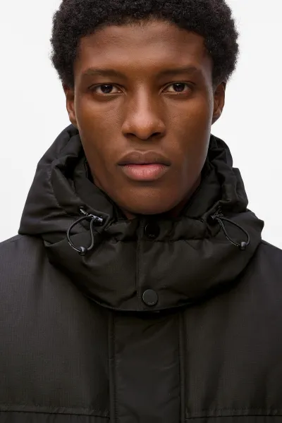 Kabát Karl Lagerfeld Long Puffer W/ Side Zippers Black