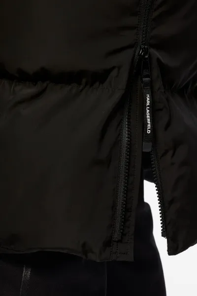 Kabát Karl Lagerfeld Long Puffer W/ Side Zippers Black