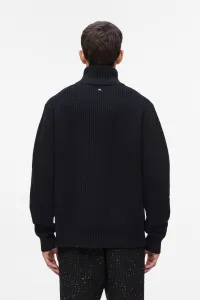 Sveter Karl Lagerfeld Kl Half Zip Wool Turtleneck Black