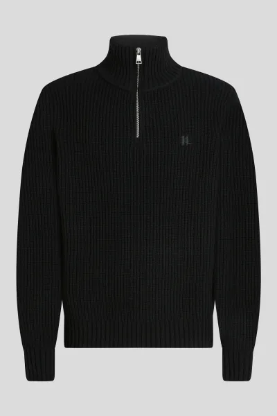 Sveter Karl Lagerfeld Kl Half Zip Wool Turtleneck Black
