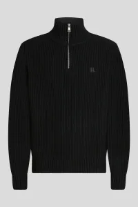 Sveter Karl Lagerfeld Kl Half Zip Wool Turtleneck Black