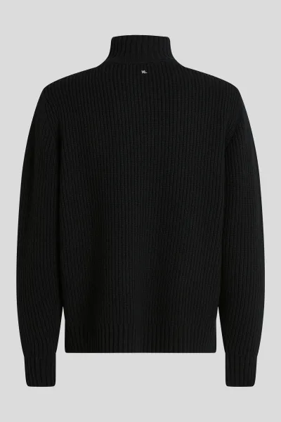 Sveter Karl Lagerfeld Kl Half Zip Wool Turtleneck Black