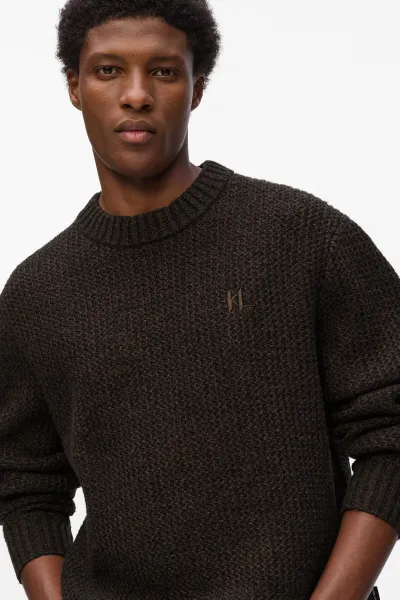 Sveter Karl Lagerfeld Kl Wool Sweater Black Coffee Melange