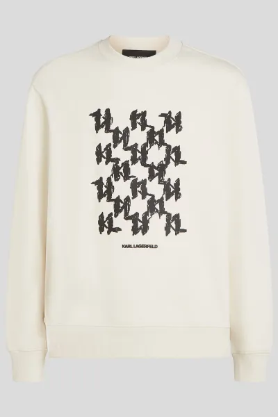 Mikina Karl Lagerfeld Monogram Box Sweatshirt Cannoli Cream