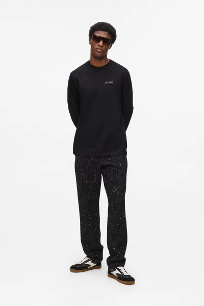 Tričko Karl Lagerfeld Ls T-Shirt W/ Logo Patch Black