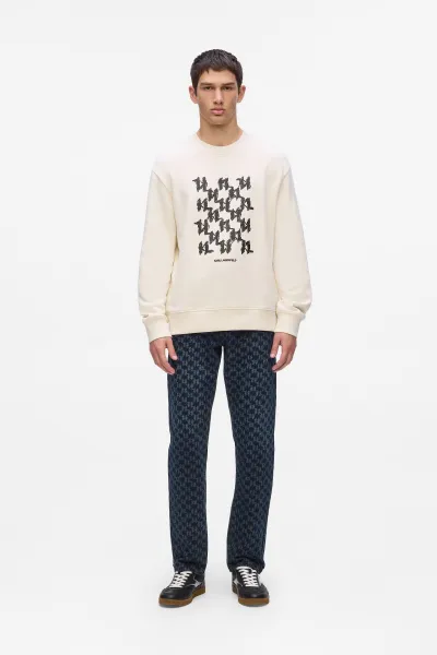 Mikina Karl Lagerfeld Monogram Box Sweatshirt Cannoli Cream