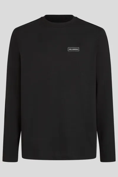 Tričko Karl Lagerfeld Ls T-Shirt W/ Logo Patch Black