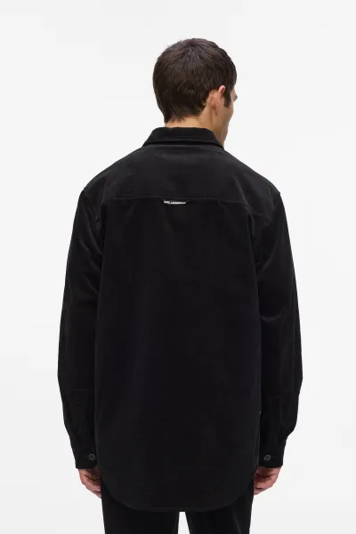 Košeľa Karl Lagerfeld Corduroy Overshirt Black