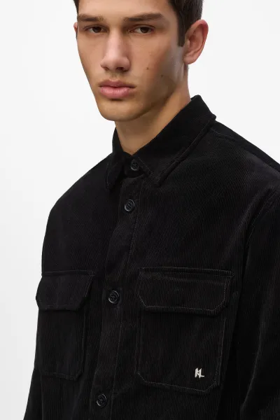 Košeľa Karl Lagerfeld Corduroy Overshirt Black