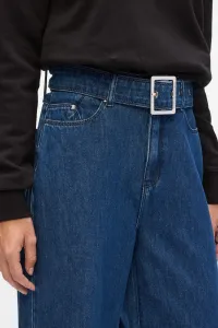 Džínsy Karl Lagerfeld Belted Wide Leg Denim Pants Dark Blue Denim