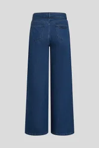 Džínsy Karl Lagerfeld Belted Wide Leg Denim Pants Dark Blue Denim