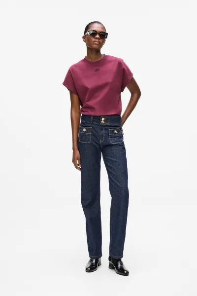 Džínsy Karl Lagerfeld Retro Straight Denim Pants Dark Blue Denim