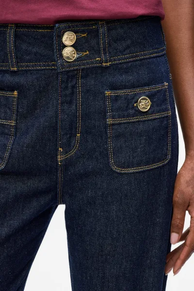 Džínsy Karl Lagerfeld Retro Straight Denim Pants Dark Blue Denim