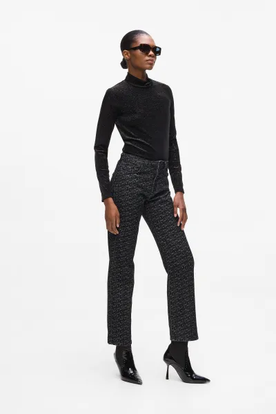Džínsy Karl Lagerfeld Logo Straight Denim Pants Dark Grey Denim