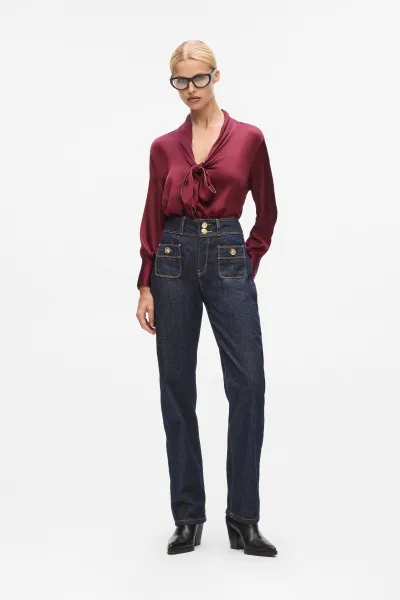 Blúzka Karl Lagerfeld Fluid Satin Blouse Windsor Burgundy
