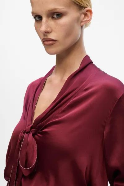 Blúzka Karl Lagerfeld Fluid Satin Blouse Windsor Burgundy