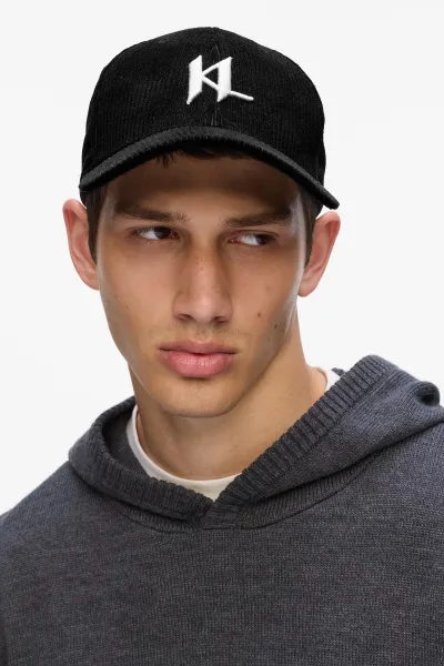 Šiltovka Karl Lagerfeld K/Monogram Corduroy Cap Black