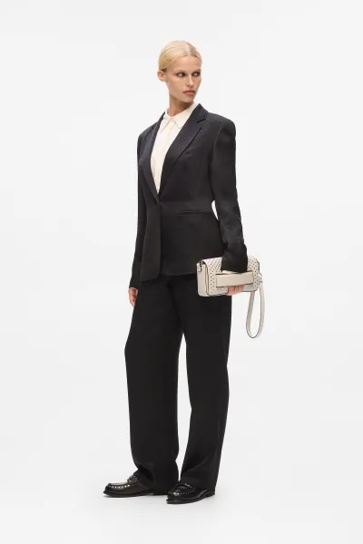 Nohavice Karl Lagerfeld Logo Jacquard Cigarette Pants Black