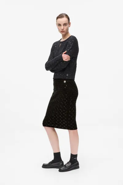 Sukňa Karl Lagerfeld Embellished Knit Skirt Black