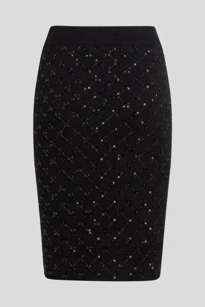 Sukňa Karl Lagerfeld Embellished Knit Skirt Black