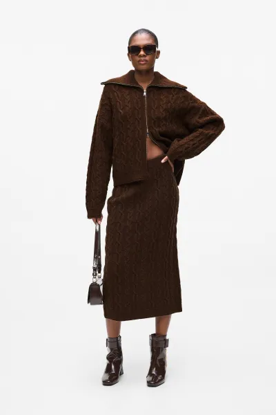 Sukňa Karl Lagerfeld Cable Knit Skirt Java